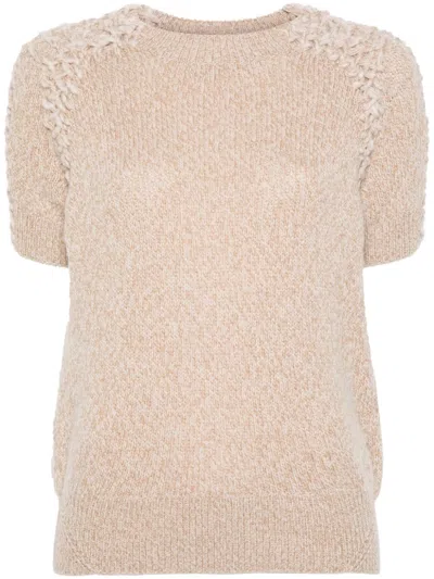 Ermanno Scervino Chunky-knit Detail Knitted Top In Neutrals