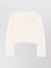 Ermanno Scervino Chunky Knit V Neck Long Sleeve Top In Neutral