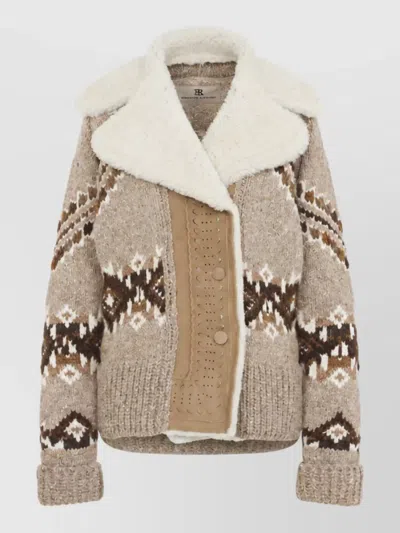 Ermanno Scervino Chunky-knit Fair Isle Cardigan Coat In Neutral