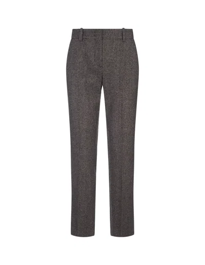 Ermanno Scervino Cigarette Trousers With Herringbone Pattern In Black