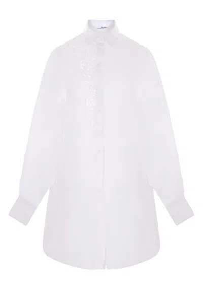 Ermanno Scervino Classic Button-down Shirt With Floral Embroidery In White