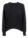 Ermanno Scervino Classic Crew Neck Sweater With Textured Fabric In Black