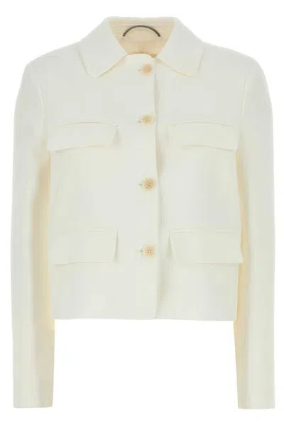 Ermanno Scervino Crepe Blazer With Long Sleeves And Collar In White