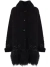 Ermanno Scervino Black Shearling Embroidered Coat In Black  
