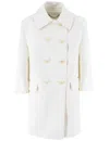 Ermanno Scervino Double-breasted Off-white Coat With Logo Buttons In White