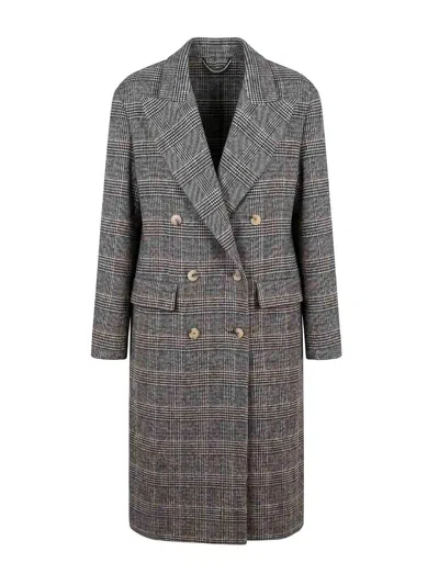 Ermanno Scervino Checked Double-breasted Coat In Brown