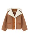 Ermanno Scervino Oversized Cardigan In Merino Wool Blend With Suede Inserts And Shearling Collar In Brown