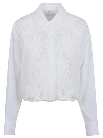 Ermanno Scervino Floral-lace Silk Shirt In White