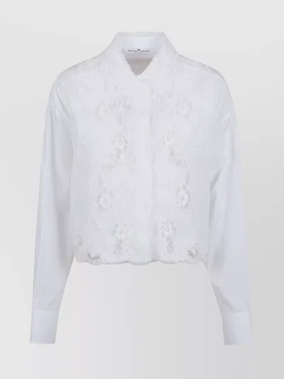 Ermanno Scervino Collared Lace Shirt Scalloped Hem In White