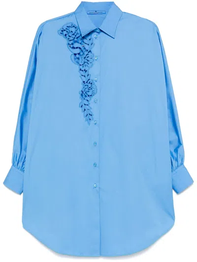 Ermanno Scervino Cornflower Blue Batwing Sleeve Shirt