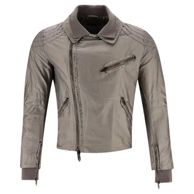 Pre-owned Ermanno Scervino Cotton Blend Biker Jacket In Gray