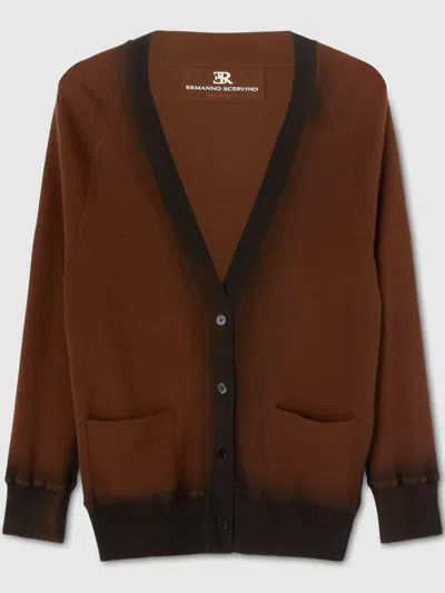 Ermanno Scervino Cotton-blend Cardigan In Brown