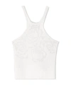 Ermanno Scervino Cotton Blend Knit Top With Devorè Rose In White