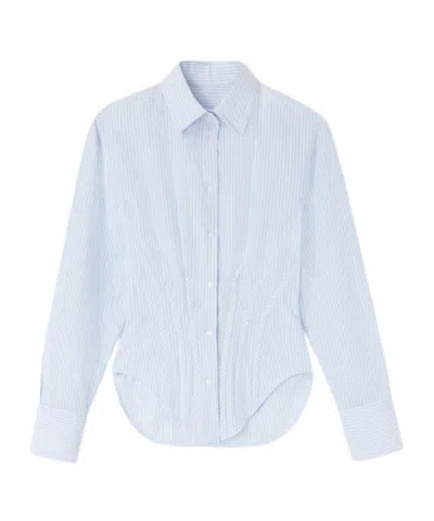 Ermanno Scervino Cotton Bustier Shirt With Micro-stripes Pattern In White