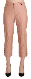 Ermanno Scervino Cotton Pink High Waist Cropped Trouser Pants In Brown