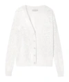 Ermanno Scervino Cotton Knit Cardigan With Long Sleeves And All-over Devore Roses