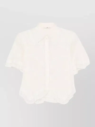 Ermanno Scervino Cotton Shirt Lace Design Short Sleeves In White