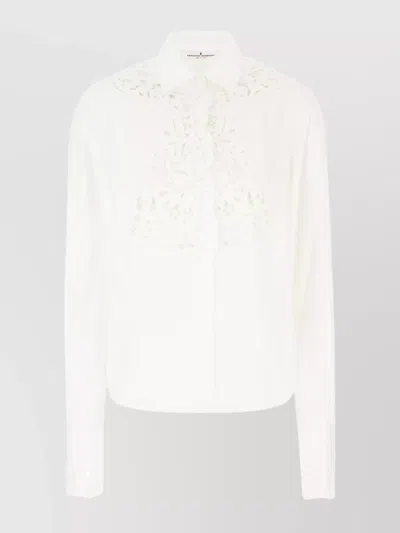 ERMANNO SCERVINO COTTON SHIRT WITH COLLARED NECK AND LACE DETAILING