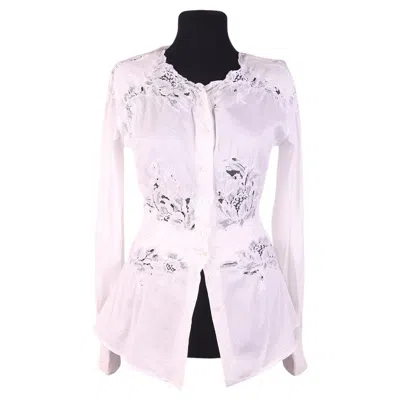 Pre-owned Ermanno Scervino Cotton Shirt With Lace In Gray