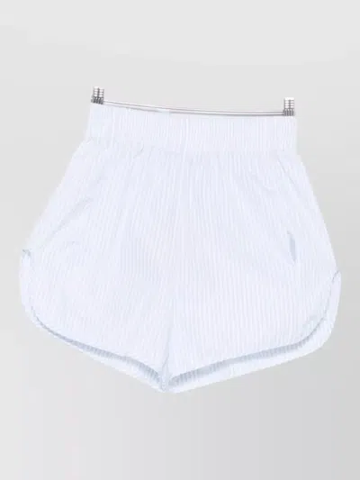 Ermanno Scervino Cotton Shorts Curved Hem Striped Design In White