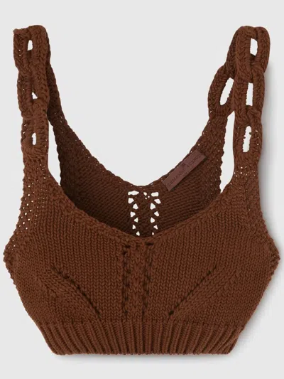 Ermanno Scervino Cotton Top In Brown