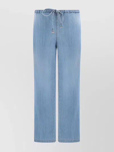 Ermanno Scervino Cotton Wide-leg Trousers Elastic Waistband In Multi
