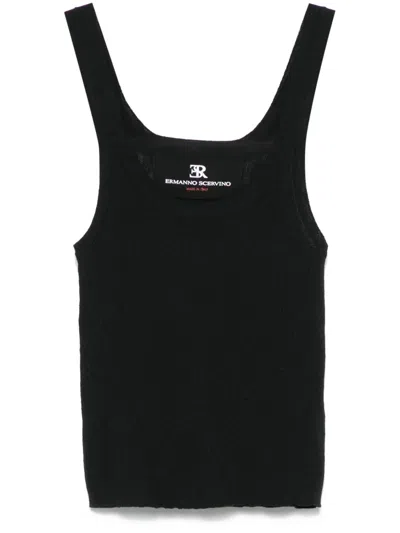 Ermanno Scervino Crepe Tank Top In Black