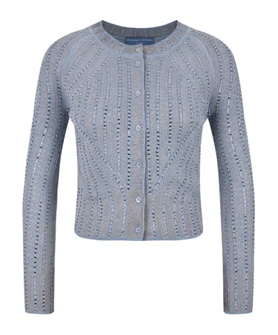 Ermanno Scervino Crew Neck Cardigan In Blue