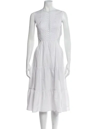 Pre-owned Ermanno Scervino Crew Neck Midi Length Dress In White