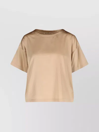 Ermanno Scervino Silk Crew-neck T-shirt With Short Sleeves In Neutral