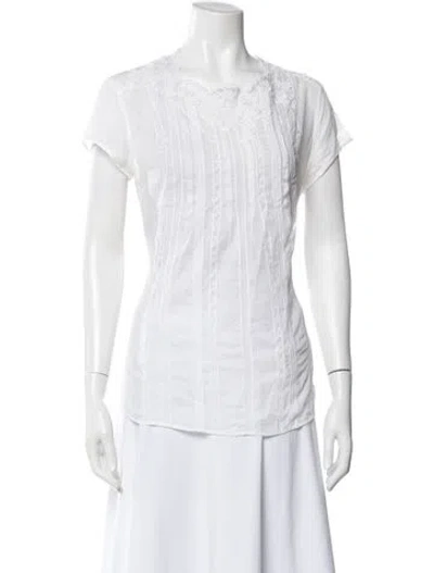 Pre-owned Ermanno Scervino Crew Neck Short Sleeve Blouse In White