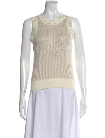 Pre-owned Ermanno Scervino Crew Neck Sleeveless Top In Neutral