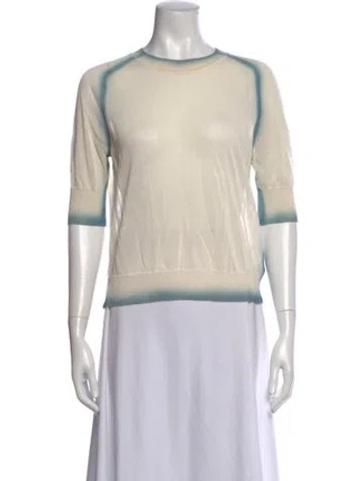 Pre-owned Ermanno Scervino Crew Neck Three-quarter Sleeve Top In Yellow