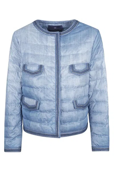 Ermanno Scervino Long Sleeve Downcoat Feather In Blue