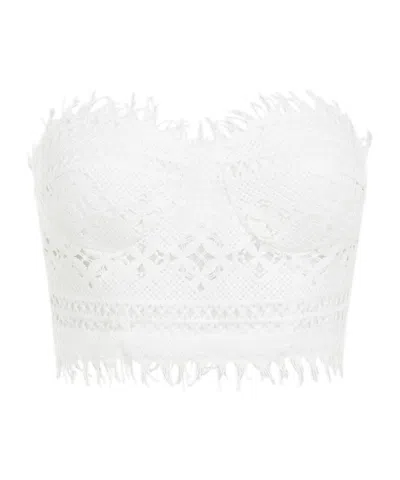 Ermanno Scervino Crochet Bustier Cropped Blouse In White