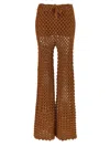 Ermanno Scervino Flared Leg Sheer Crochet Trousers In Brown