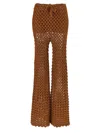 Ermanno Scervino Flared Leg Sheer Crochet Trousers In Brown