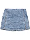 Ermanno Scervino Crocodile-print Denim Mini Skirt In Blue