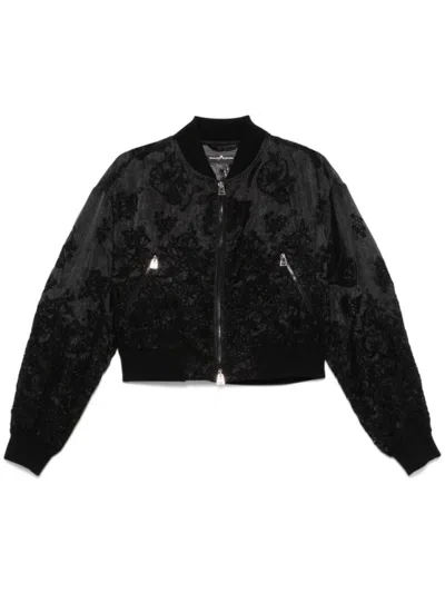 ERMANNO SCERVINO CROPPED BLACK BOMBER JACKET