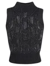 Ermanno Scervino Cropped Sleek Knitted Top With High Neck In Gold