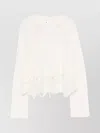Ermanno Scervino Cropped Cashmere Sweater Lace Hem In White
