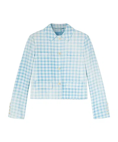 Ermanno Scervino Cropped Check Blazer In Blue