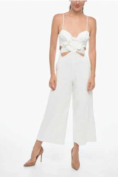 Ermanno Scervino Cropped Fit Jumpsuit With Cut-outs And Flower Patch