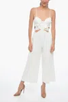 Ermanno Scervino Cropped Fit Jumpsuit With Cut-outs And Flower Patch In White