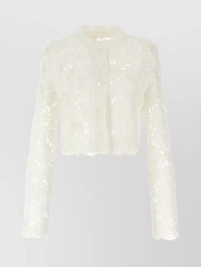 ERMANNO SCERVINO CROPPED LACE KNIT CARDIGAN