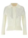 Ermanno Scervino Rhinestone Cardigan Sweaters And Cardigans In White