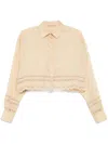 Ermanno Scervino Cropped Shirt With Delicate Lace Trim In Neutral