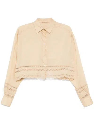 ERMANNO SCERVINO CROPPED SHIRT WITH DELICATE LACE TRIM