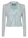 Ermanno Scervino Cropped Single-breasted Blazer With Notched Lapel In Gray