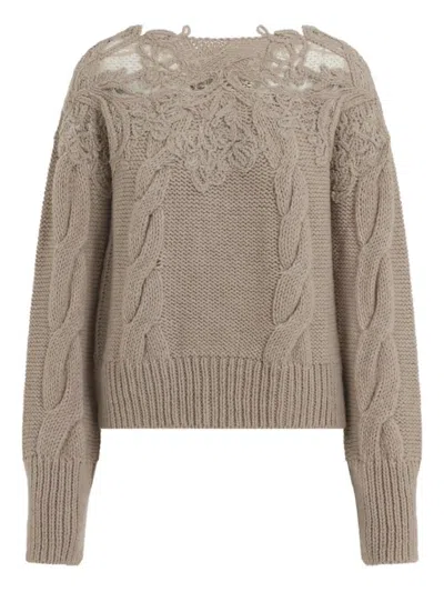 ERMANNO SCERVINO ERMANNO SCERVINO CROPPED TURTLENECK SWEATER WITH CABLE KNIT